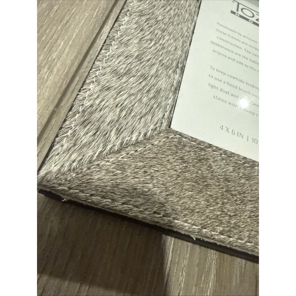 Tozai Home Photo Picture Frame Cowhide Gray Hues Neutral Tones 4x6